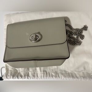 Coach Gray Leather Crossbody Bag with Chain